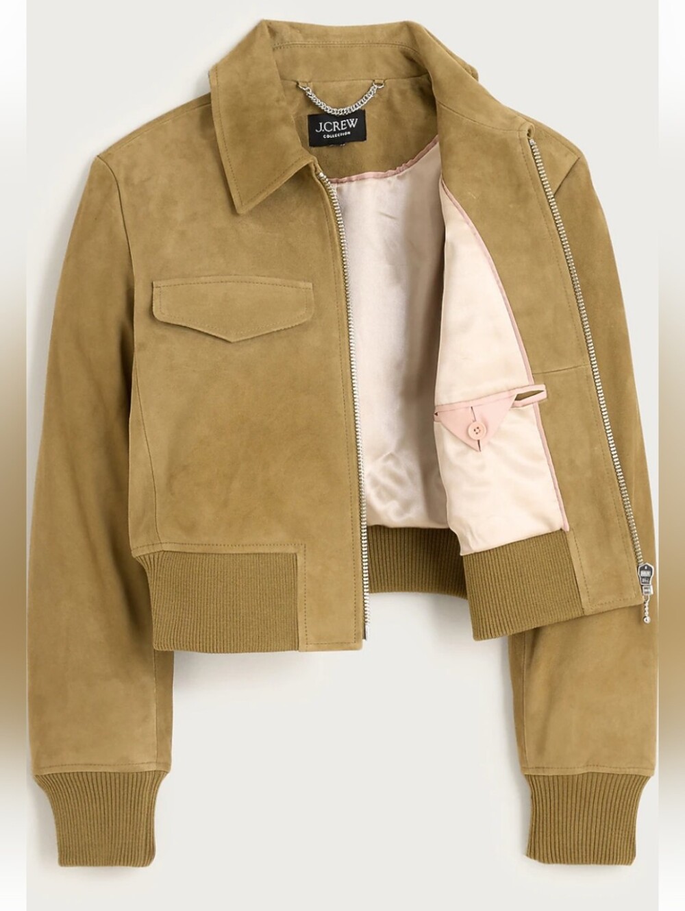 J Crew Collection cropped flight jacket in suede CN080 Size XXS NEW $698 - Picture 3 of 8